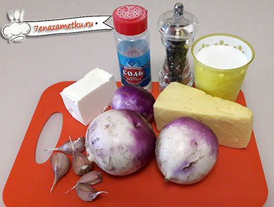 Ингредиенты для запеканки из репы с сыром